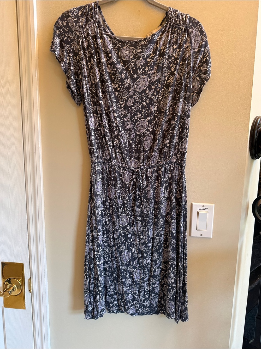 LOFT Charcoal Floral Midi Dress